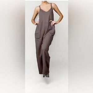 Lalamia Purple Mineral Wash Romper Jumpsuit L  Lounge Slouchy 90s